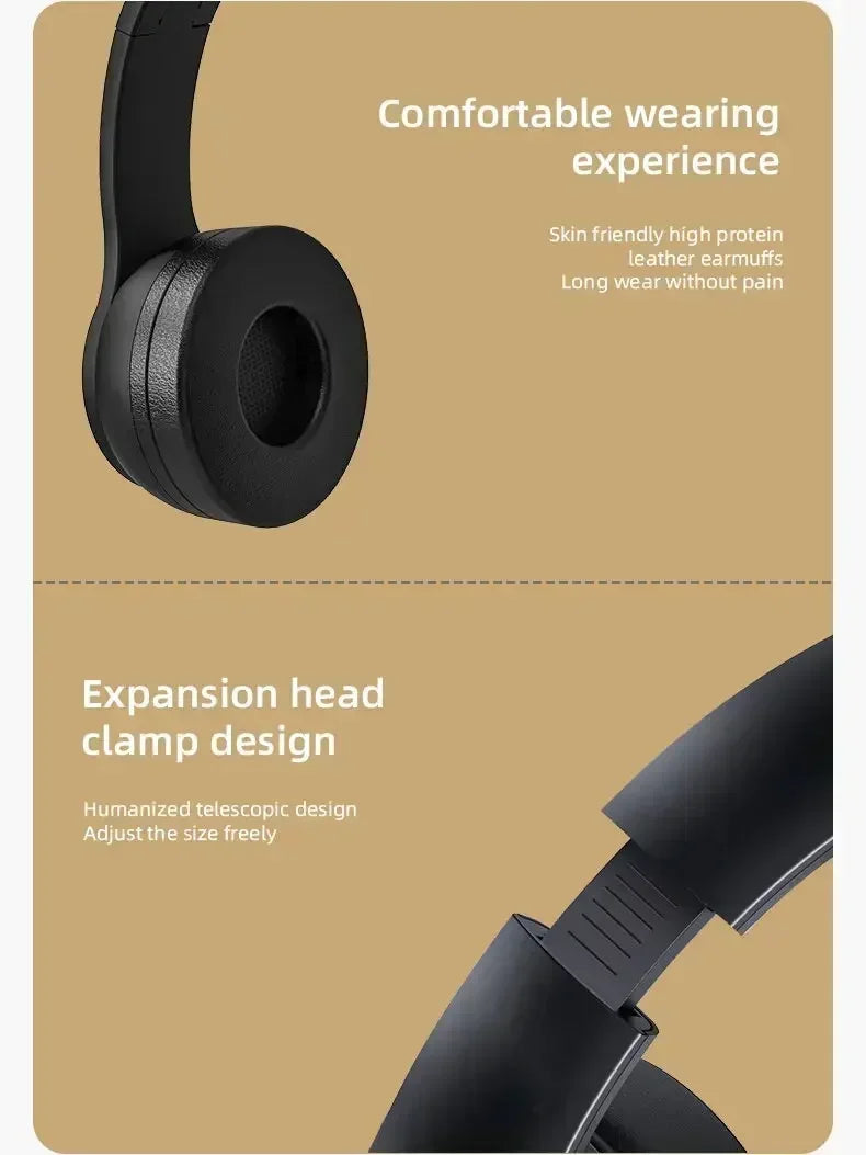 2025 NEW Stereo P47 Headset 5.0 Bluetooth Headset Folding Series Wireless Sports Game Headset for iPhone XiaoMi