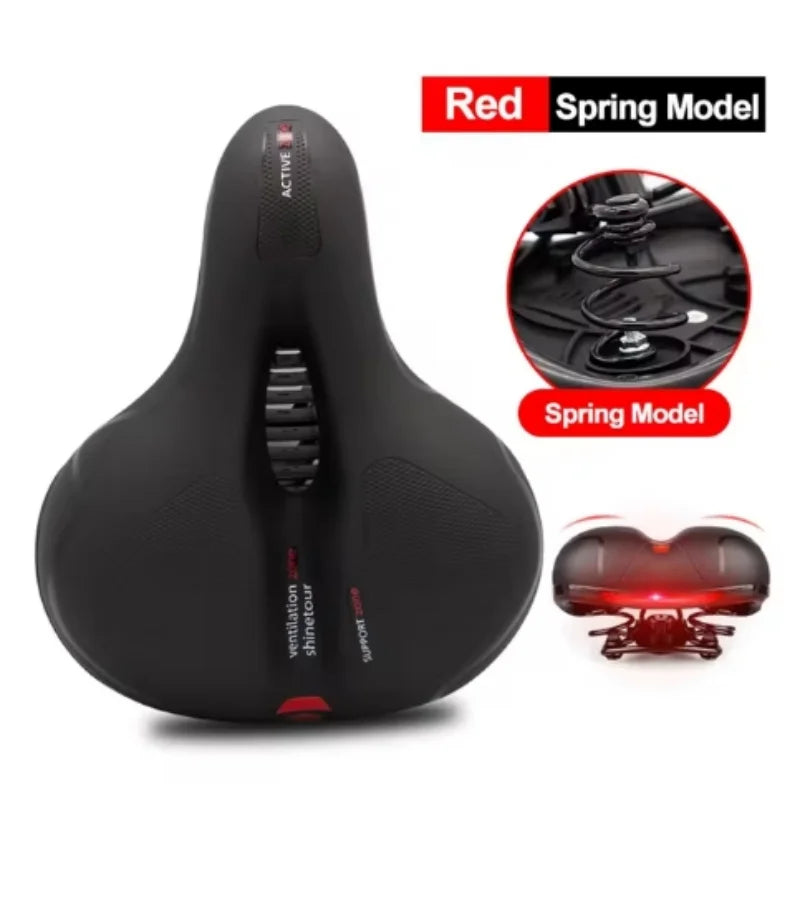 Hollow Breathable Bicycle Saddle Men Women MTB Road Bike Saddle Shock Absorbing Comfortable Big Butt Bike Seat Safety Warning A