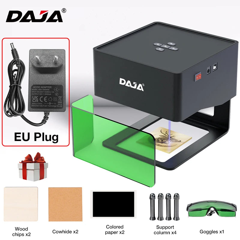 DAJA DJ6 Mini Portable Laser Engraver Diy Bluetooth Machine Painted Dog Tag Paper Leather Wood Plastic Logo CNC Business Machine