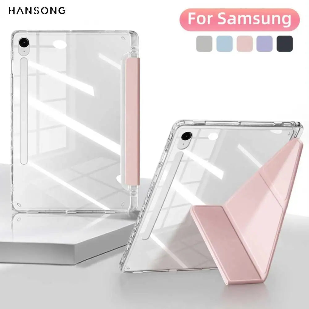 Clear Case for Samsung Galaxy Tab S9 11 S9 FE A9 8.7 inch A9 Plus S10 FE S9 Plus S10 Plus 12.4 Y-shaped Casing with Pencil Holde