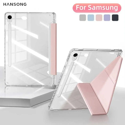 Clear Case for Samsung Galaxy Tab S9 11 S9 FE A9 8.7 inch A9 Plus S10 FE S9 Plus S10 Plus 12.4 Y-shaped Casing with Pencil Holde