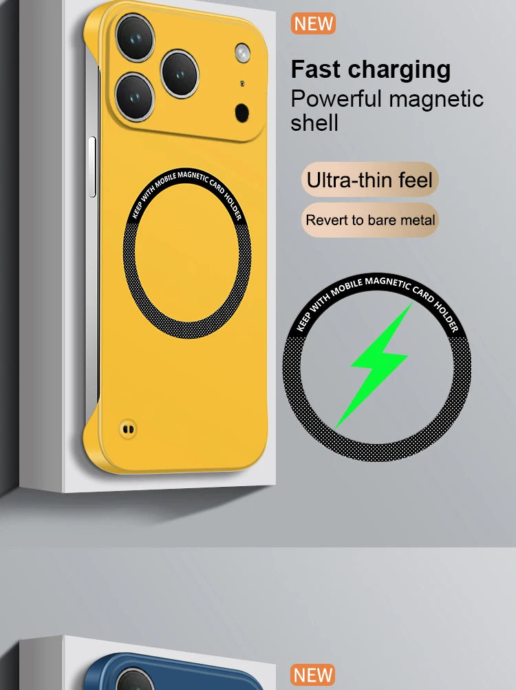 Ultra Thin Case For IPhone 17 Air 17 Pro Max Magsafe Frameless Magnetic Wireless Charging Hard PC Phone Cover
