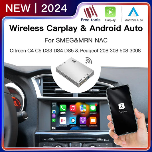 Wireless  Carplay adapter Android Auto For Peugeot&Citroen SMEG&MRN NAC 508 308 208 3008&C4 DS3 DS5 Support Reverse Camera