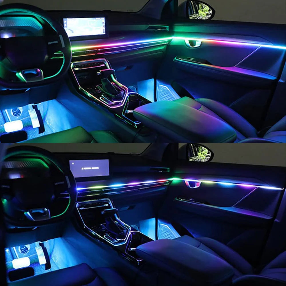 Universal Acrylic Neon LED Car Interior Ambient Lights Strip for Car APP  Guide Fiber Optic RGB Auto Decoration Atmosphere Lamp