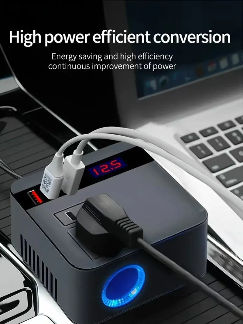 Car Inverter DC12V/24V to DC110V/220V 150W Peak LED Display Sockets Power Inverter Adapters Fast Charging Automobiles Inverters