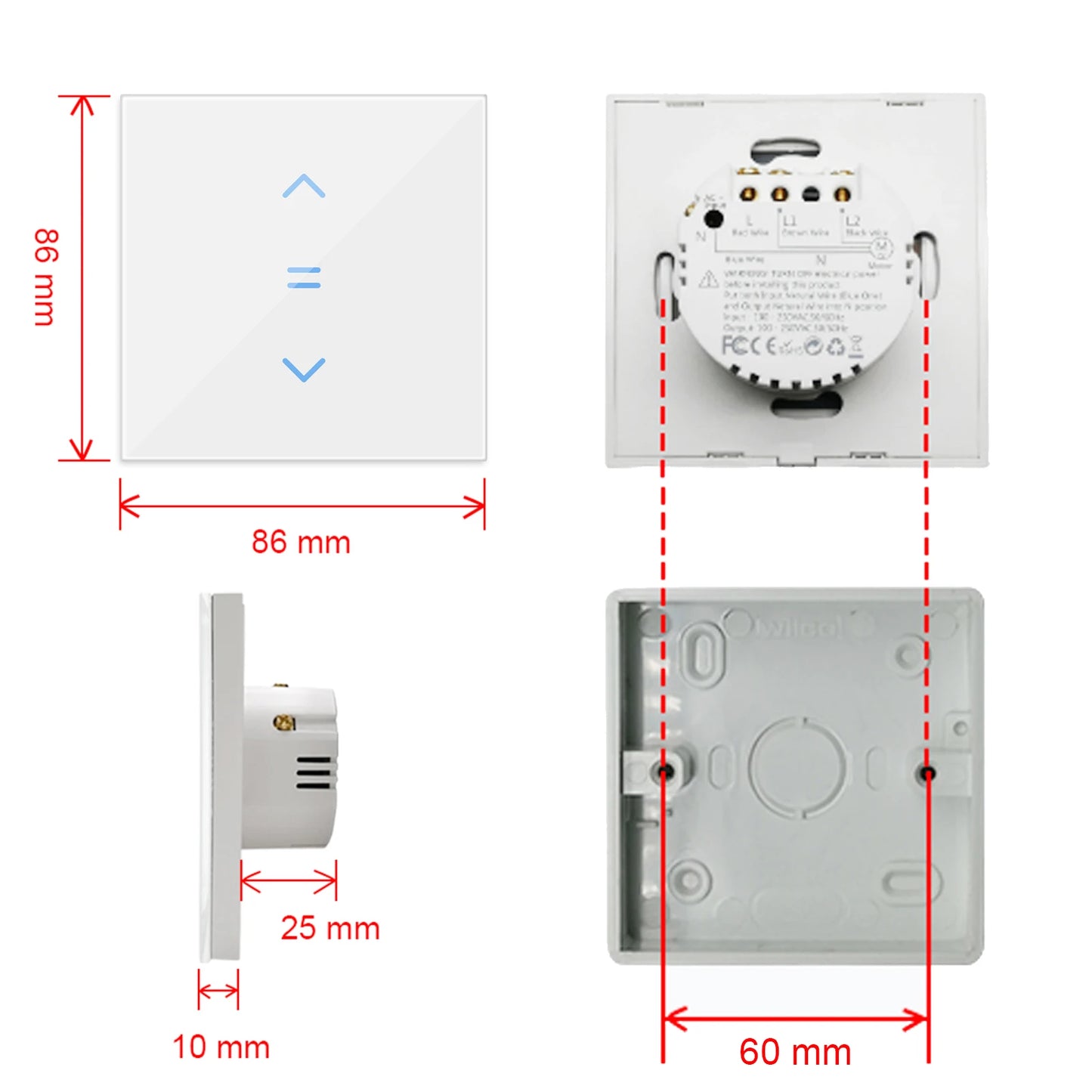 LoraTap Tuya Smart Life WiFi Curtains Blinds Switch Roller Shutters Motor Switch Backlight Style Google Home Alexa Voice Control
