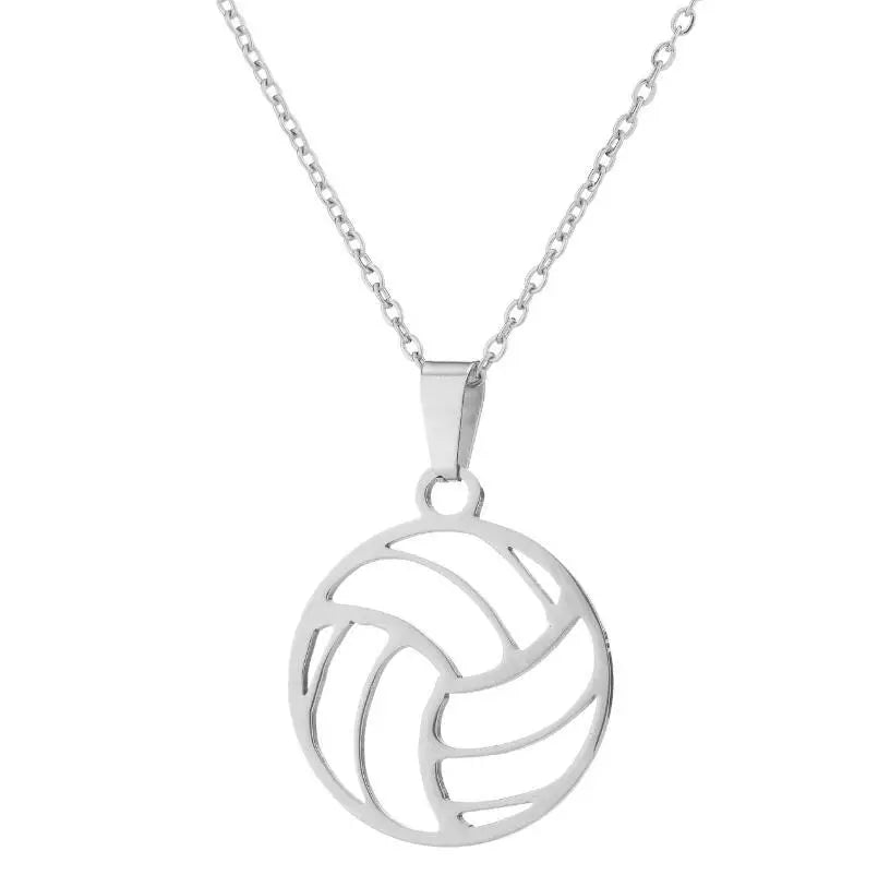 Stainless Steel Necklaces Beach Volleyball Hollow Ball Pendant Chain Collar Fashion Necklace for Women Men Jewelry Party Gifts