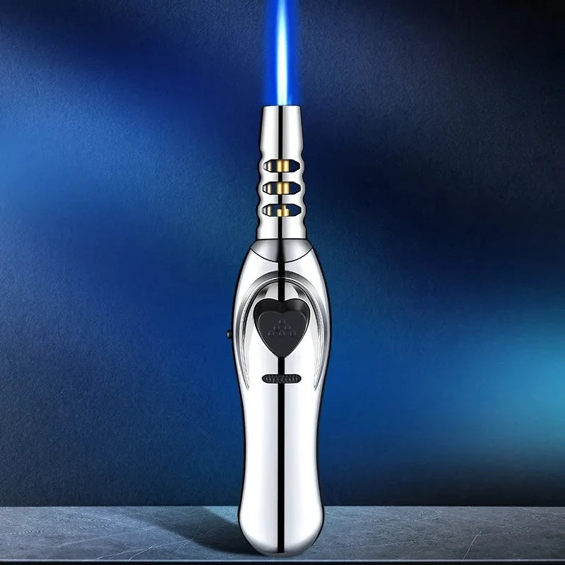 Triple Burner High Power Spray Gun Lighter Windproof Flame Refillable Butane Gas Moxibustion Cigar Outdoor BBQ Kitchen Igniter