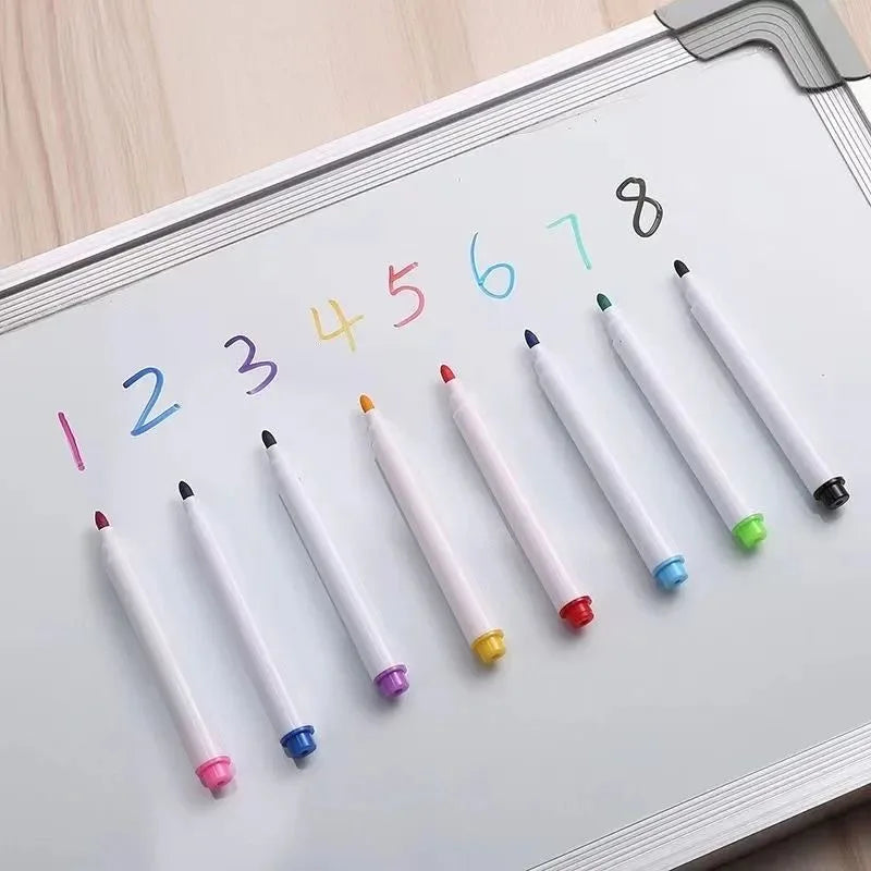 8-Piece Set of Non-Magnetic Whiteboard Dry-Erase Markers with 8 Vibrant Colors, Ideal for Doodling