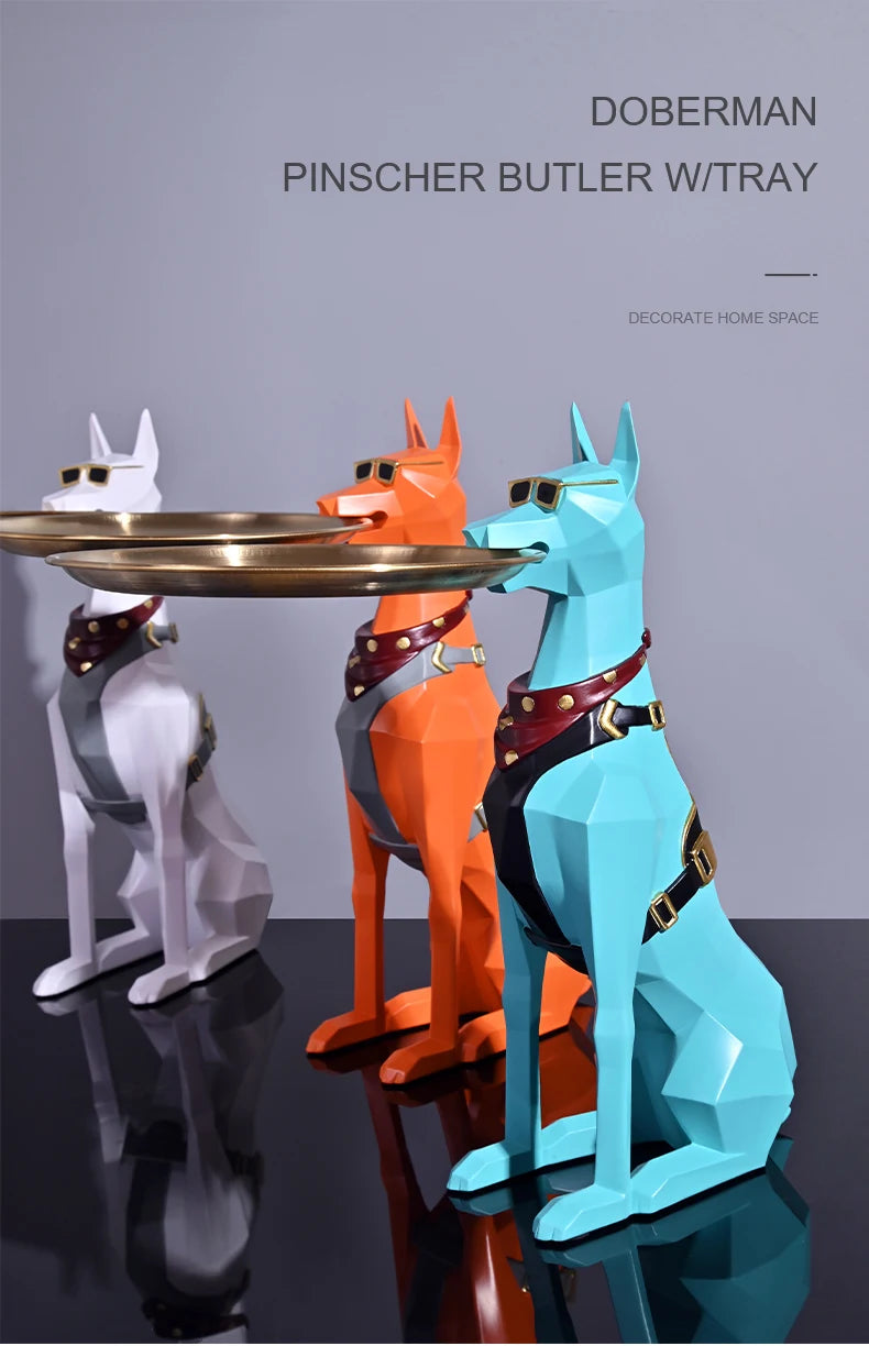 Design Tray dog Statue Butler Tray for Key Box Home Ornaments Animal Figurines Office Decoration Resin dog Sculpture decor Rooms