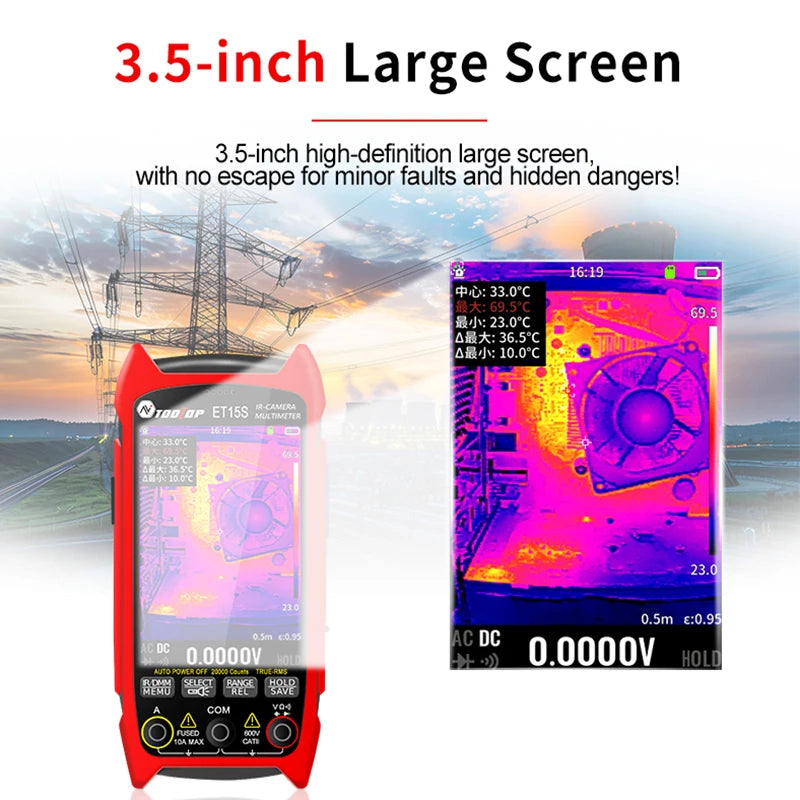 256*192 Industrial Thermal Camera 3.5Inch PCB Thermal Imager with 19999 Counts Multimeter Circuit Board Electrical Inspect