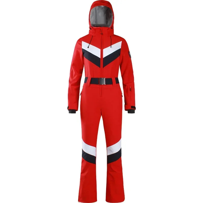 2025 Winter Overalls Women Slim Fitting Ski Suit Outdoor One-Piece Jumpsuits Wind Proof Waterproof Skiing Set Snowfield Clothing