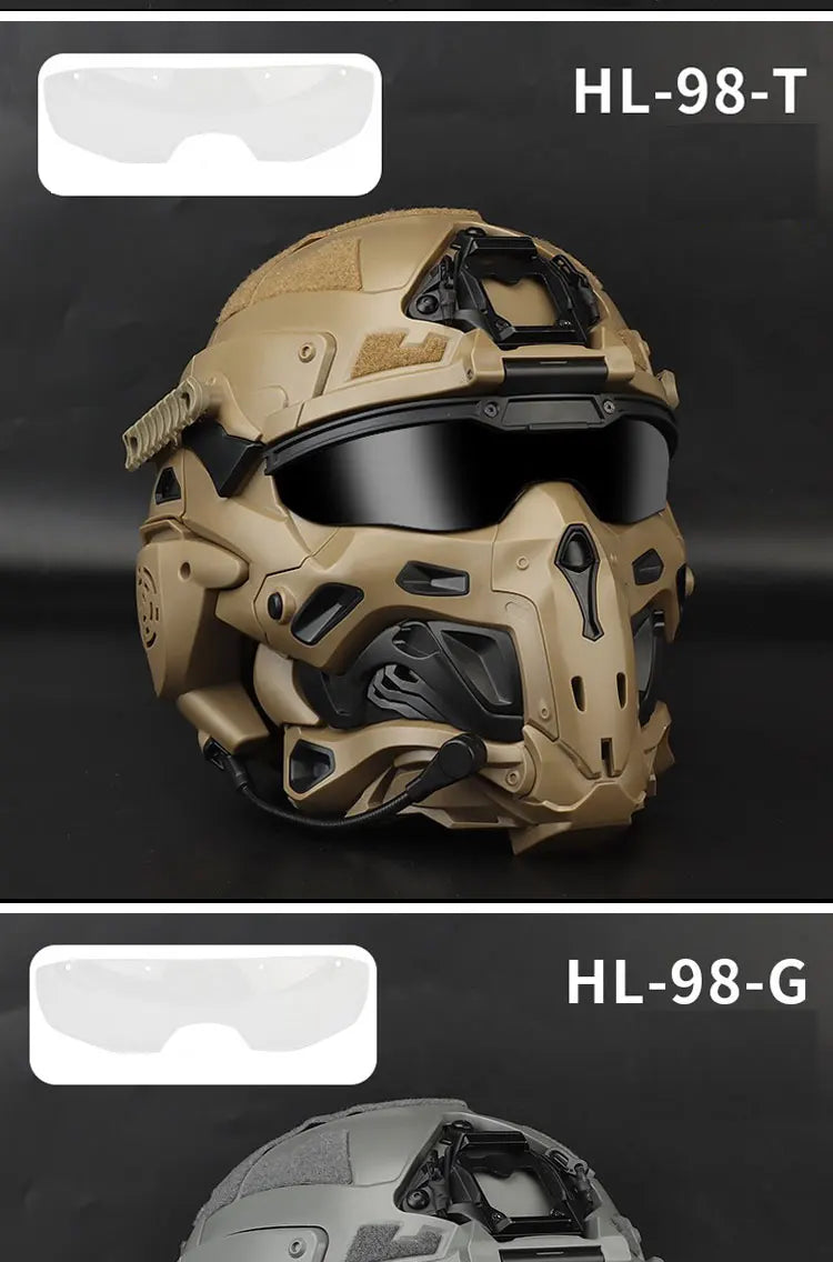 Tactical Assault Helmet with Fans and Headphone For Hunting Motorcycle Cosplay Protective Gear Full Covered Mask Fast Helmet