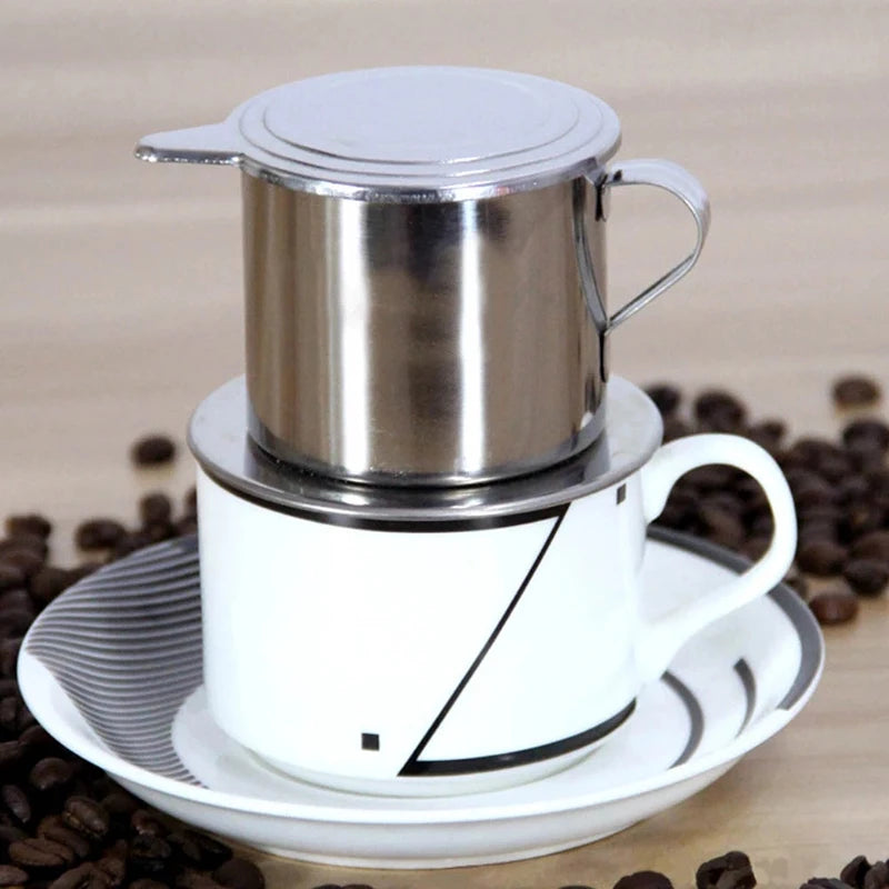 2024 Vietnam Style Coffee Filter Mug Cup Jug Stainless Steel Metal Coffee Drip Cup Filter Maker Strainer Kitchen Accessories