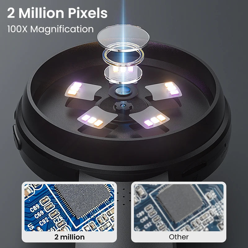 100X Portable Digital Magnifier 1080P HD Microscope 2.8-inch IPS Handheld Mignifying Glass for Electronics Repair Check Jewelry