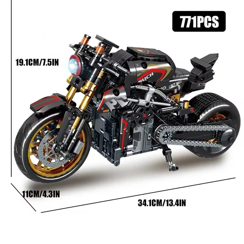 New 800+PCS High-Tech Classic Motorcycle Building Model Block City Racing ModelBuilding Block Set Brick Toys Gifts For Children