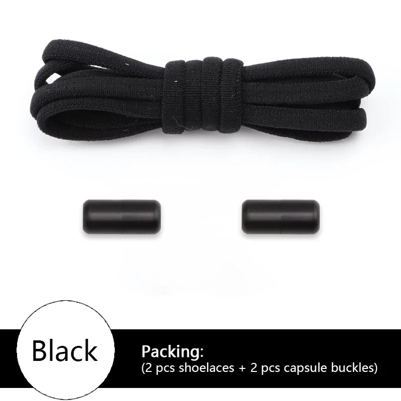 Elastic laces Sneakers Colorful Options No tie Shoelace for Sports Round Shoelaces without ties Kids Adult Shoes  Accessories