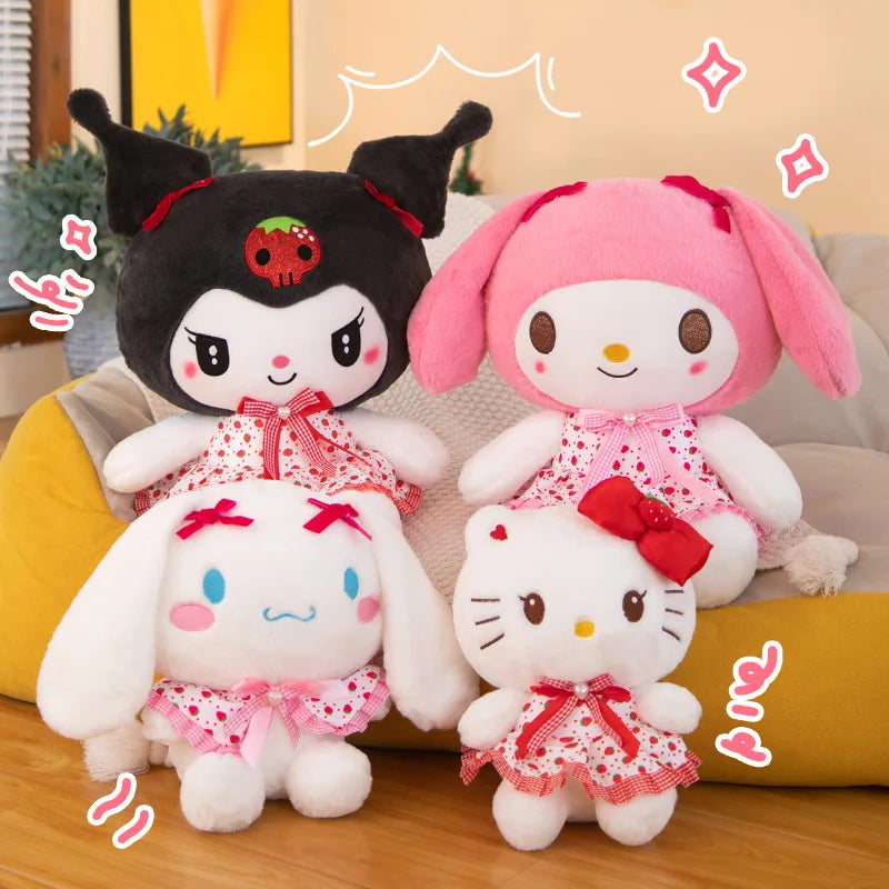 Sanrio Kuromi Hello Kitty My Melody Cute Cinnamoroll Pillow Plush Toys Plushie Keychain Stuffed Doll for Kids Christmas Gifts