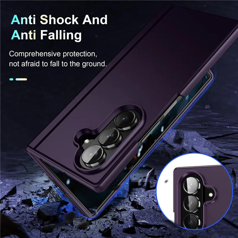 Shockproof Matte PC Folding Phone Case For Samsung Galaxy Z Fold 7 6 5 4 3 Fold7 5G Bracket Stand Holder Cover