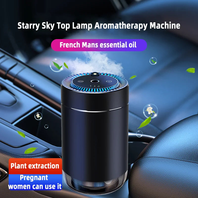 Smart Car Air Freshener with Projector Light - Car Star Top - USB Rechargeable Fragrance Diffuser - Adjustable Fragrance Intensi