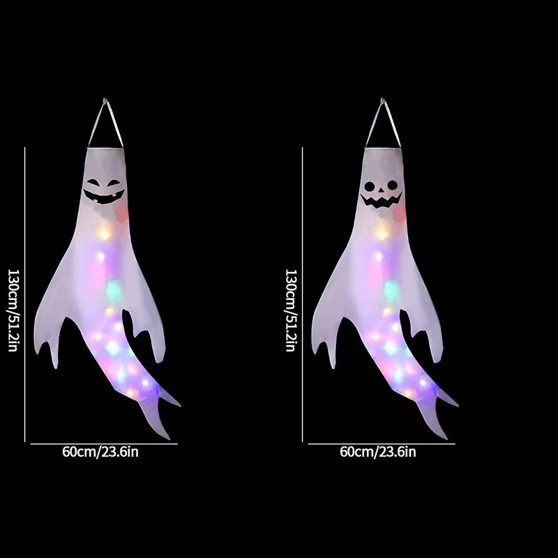 Halloween Ghost Hanging Decorations Glowing Ghost Windsock  Hanging Pendant for Outdoor Horry Hallow Day of The Dead Decoration