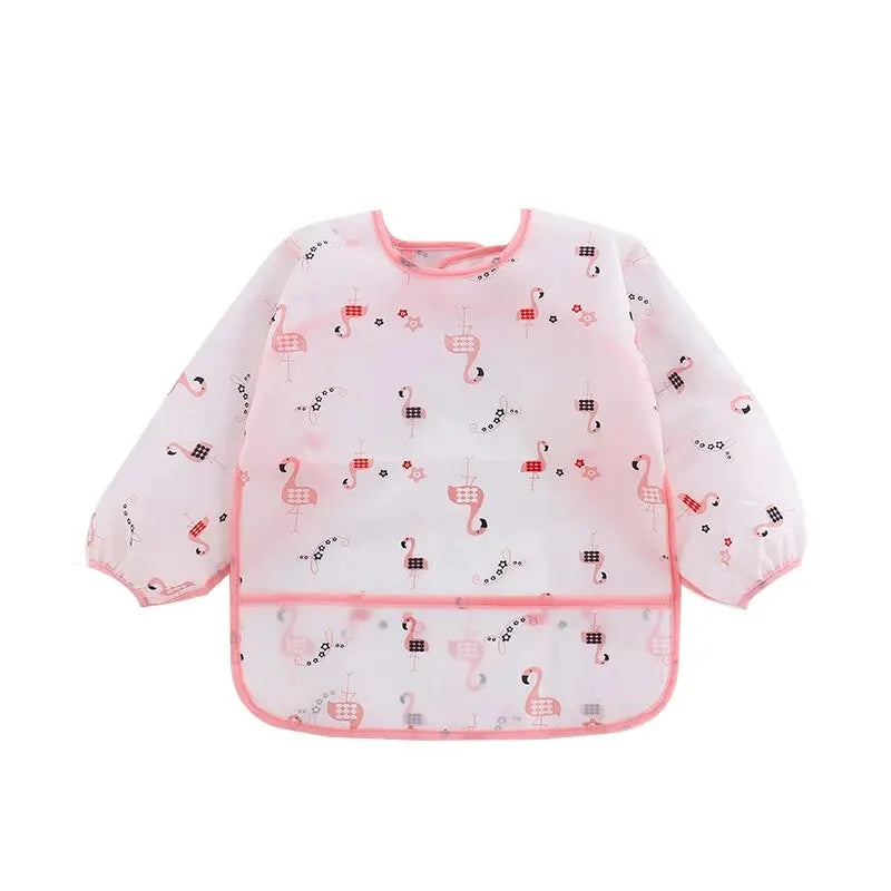 Cute Baby Bibs Waterproof Long Sleeve Apron Children Feeding Smock Bib Burp Painting Drawing Soft Toddler Clothing Bandana Bibs