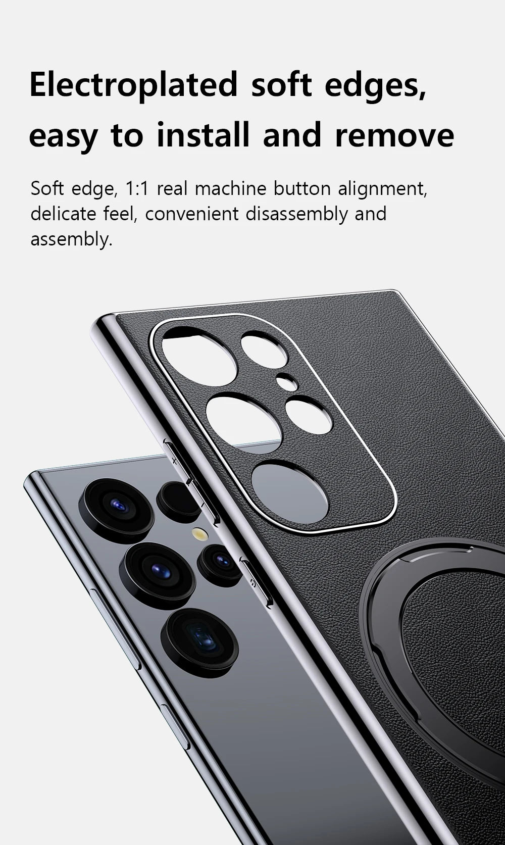 LANGSIDI Leather Magnetic Metal Ring holder Case For Samsung Galaxy S24 Ultra s23 S24 + plus shockproof Slim Protection