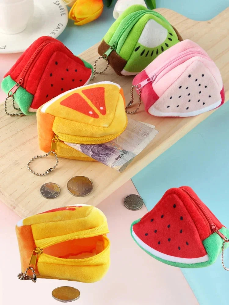 Cartoon Fruit Creative Plush Three-dimensional Coin Wallet Storage Bag School Bag Hanging Children's Holiday Gifts Cartoon Fruit