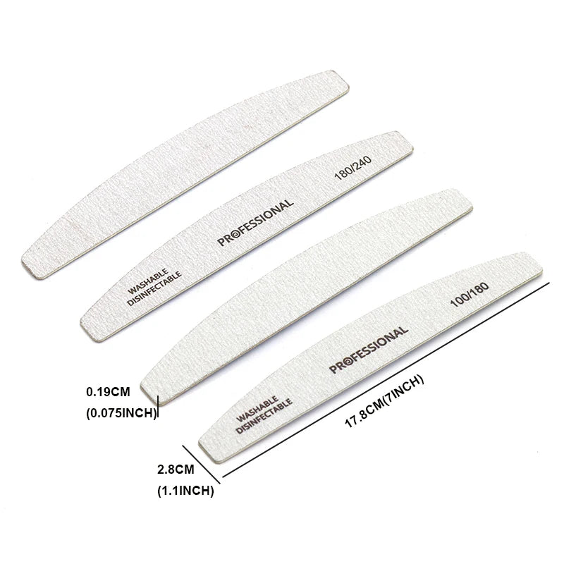 10pcs/Lot Wooden Nail Files Professional Nail Buffer 100/180 Limas Manicura Block Grey Boat Gel Polishing Wood Sanding Nail File