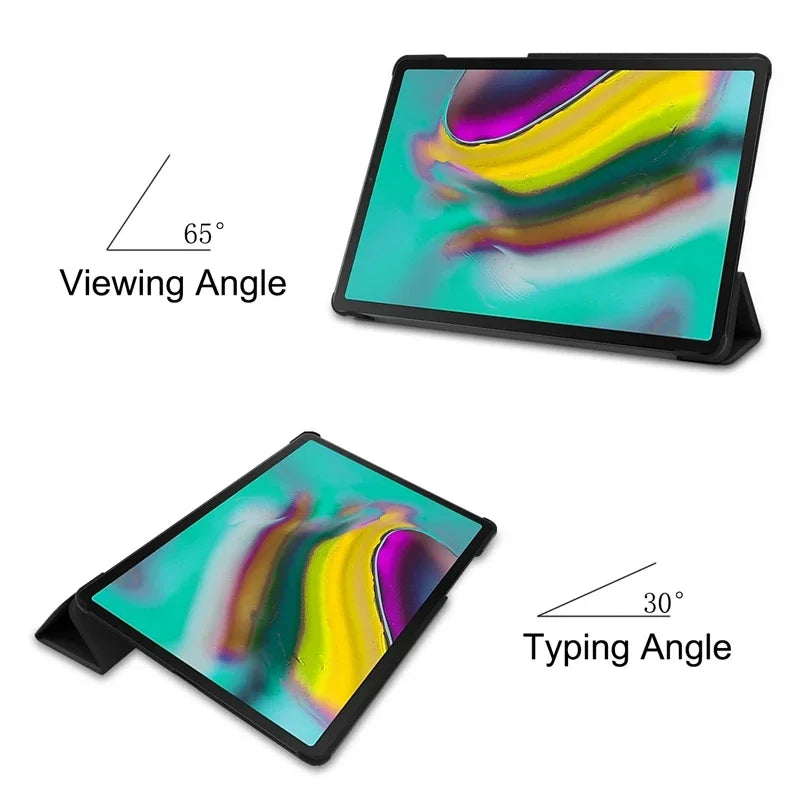 For Samsung Galaxy Tab S5e Case 10.5'' SM-T720/T725 2019 Auto Wake Sleep PU Leather Cover Slim Tri-Fold Stand Tablet Case Funda
