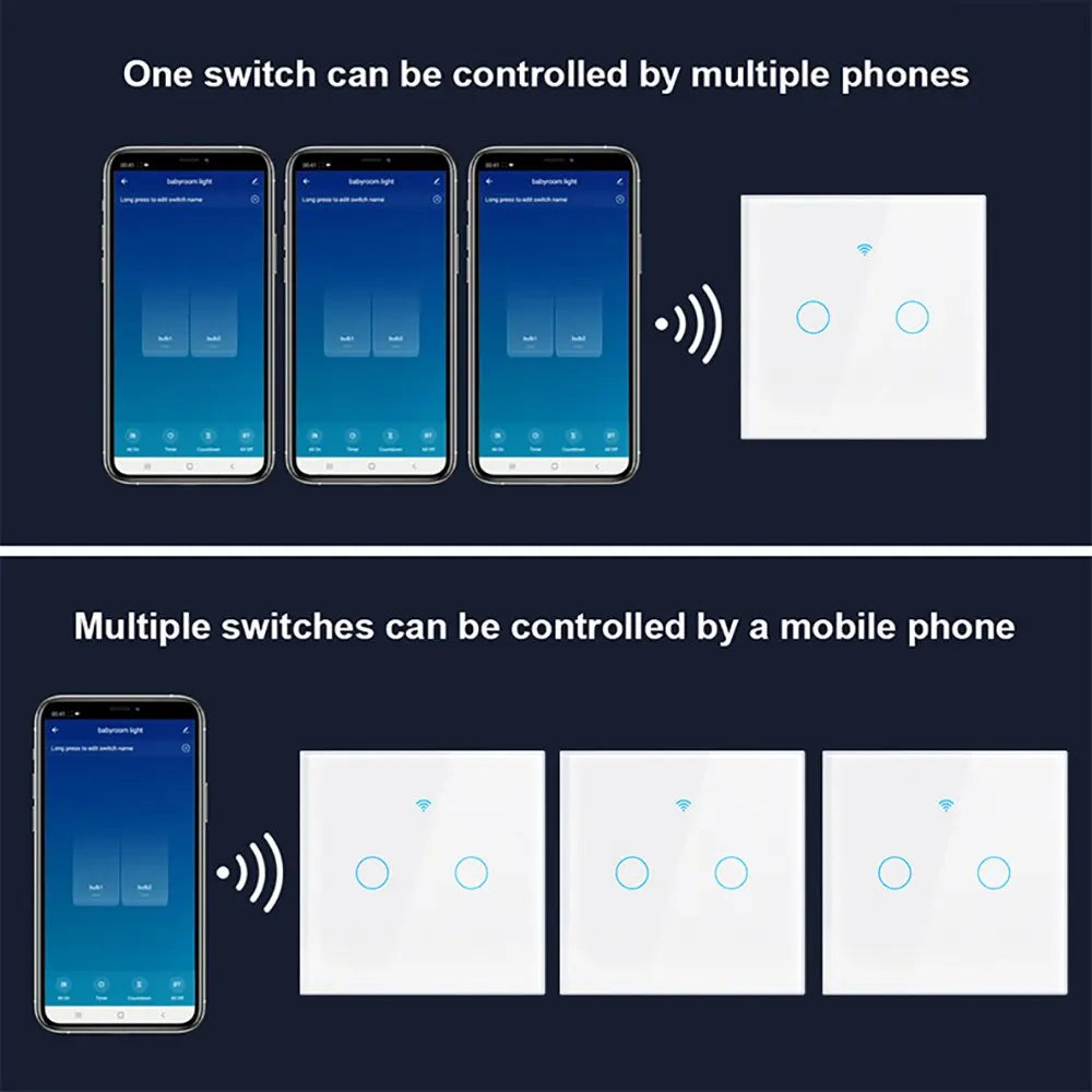 Tuya WIFI Smart Home Switch Light Wall US/EU Glass Touch Panel Voice Wireless Remote Control by Alexa Google Home