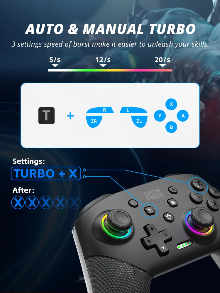 DATA FROG Wireless Switch Pro Controller for Switch/Switch OLED Programmable Joystick for PC Gamepad for Switch Lite Controller