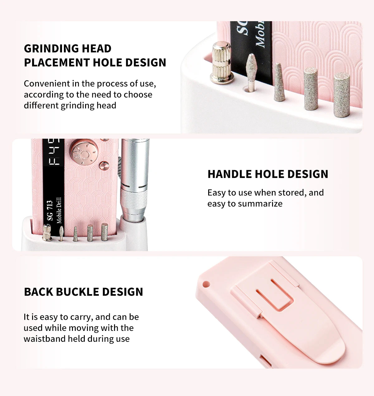 45000RPM Electric Nail Drill Rechargeable Nail Polisher with Nail Drill Kit for Gel Nail Polishing Nail Salon Tool