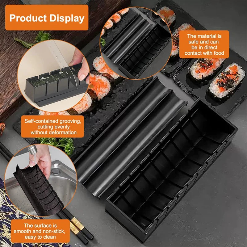 10 Pcs Sushi Maker Kit DIY Sushi Mold Press with Sushi Rice Roll Mold Sushi Maker Rice Roll Mold KC0473