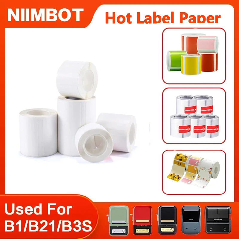 Niimbot  B1/B21/B203Mini Printer Thermal Wire White/Color/Round/Flower Sticker Self Adhesive Waterproof Sticker Hot Collection