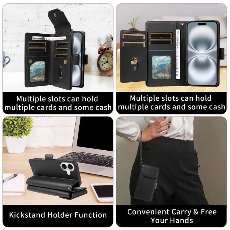Leather Case For Samsung Galaxy S25 Ultra S24 S23 S22 S21 FE S20 S10 Plus Note 10 8 9 20 Edge Flip Wallet Multi-card Phone Cover