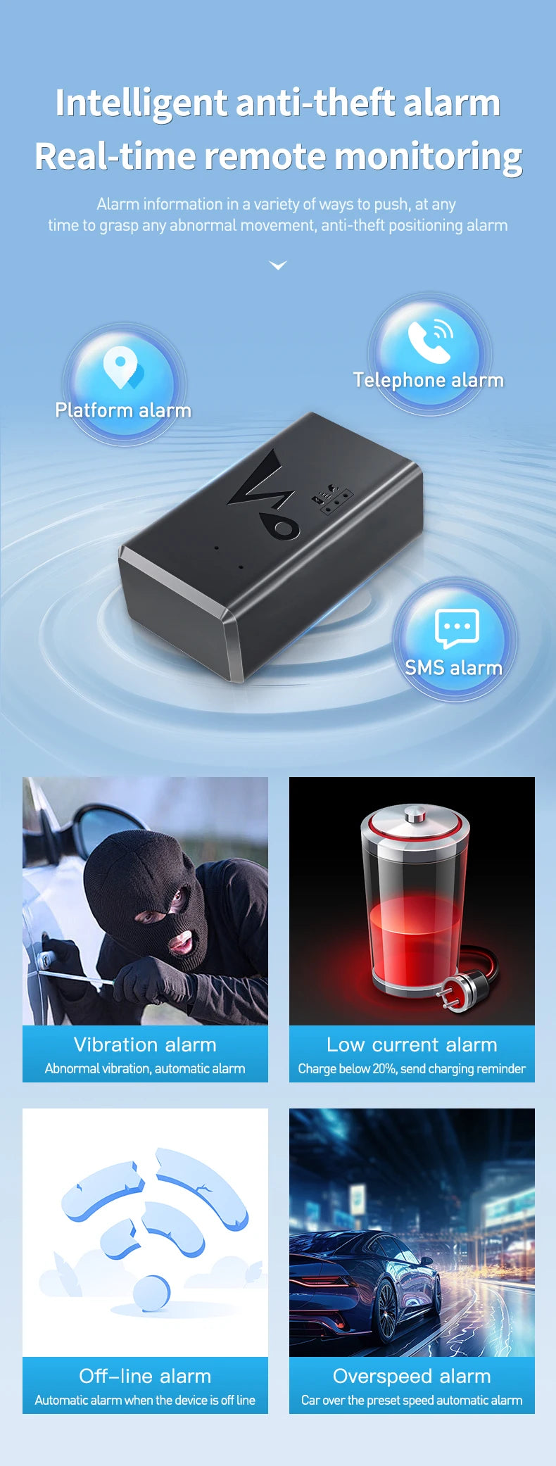 GPS locator 4G vehicle tracking instrument mobile phone anti-theft recording location vehicle tracking artifact J