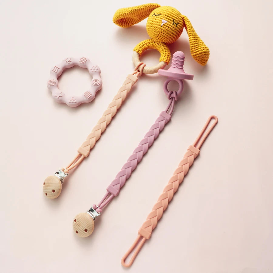 2024 New Baby Gift Teether Chain BPA Free Silicone Baby Pacifier Clip Portable Nipple Holder Teether Toys Baby Accessories