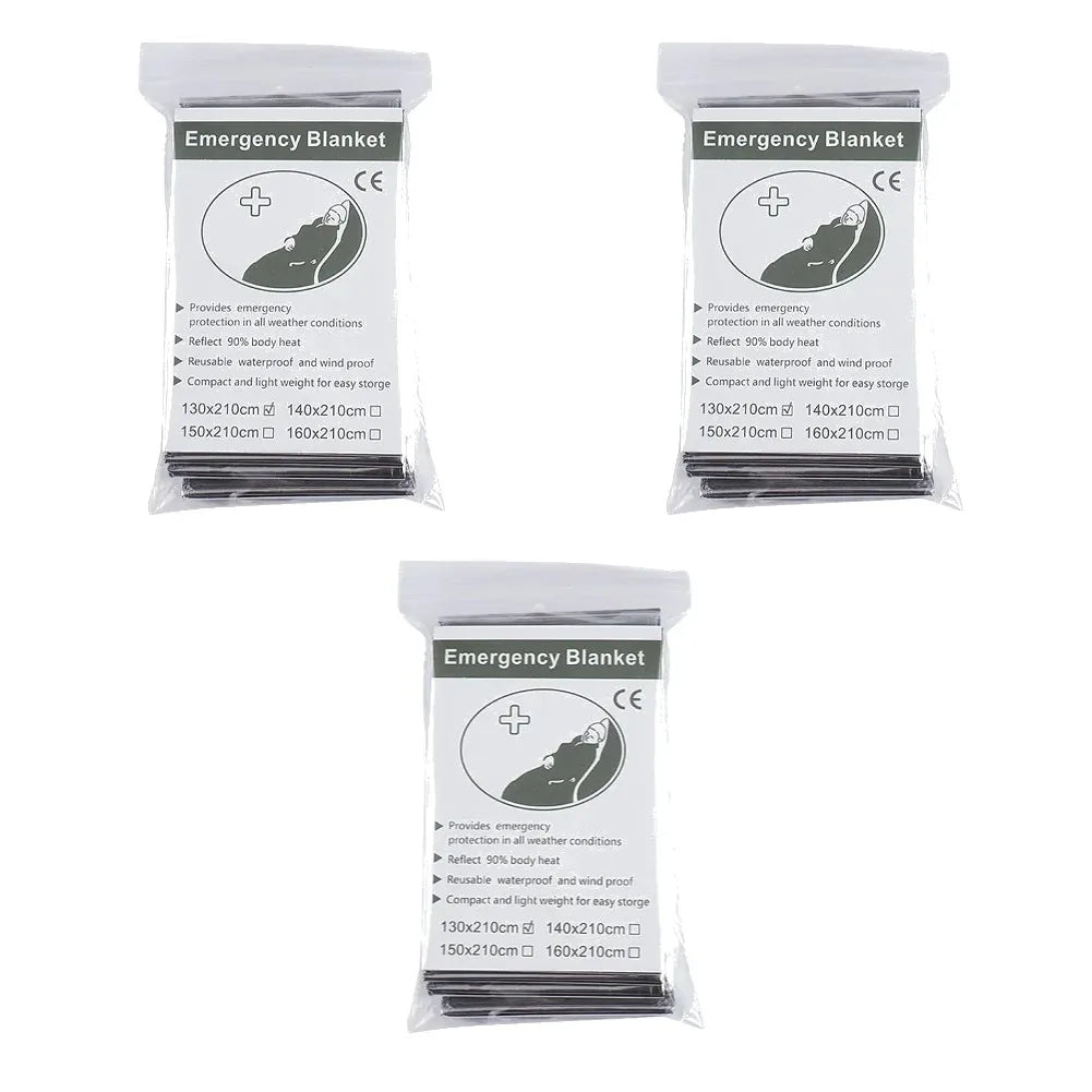 1-10PCS Emergency Blanket Outdoor Survive First Aid Military Rescue Kit Windproof Waterproof Foil Thermal Blanket for Camping