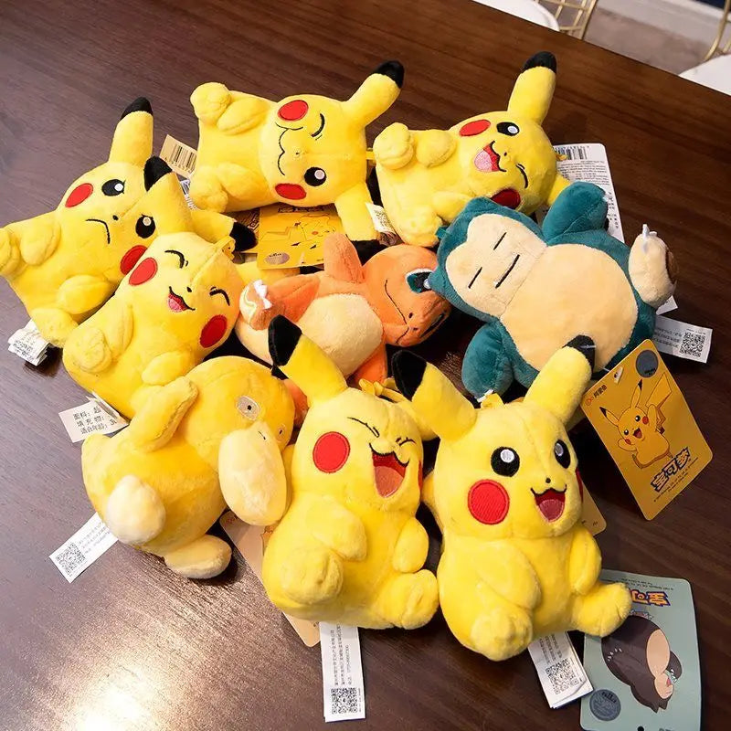 Clearance_Original Pokemon Plush Keychain Cartoon Toys Pikachu Charmander Psyduck Squirtle Snorlax Wobbuffet Doll Kids Kawai Toy