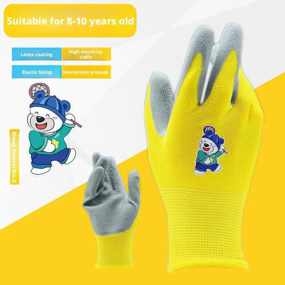 Gardening Gloves Kids Durable Waterproof Garden Work Gloves Non-Slip Children Safety Yard Work Gloves Portable Garden Supplies