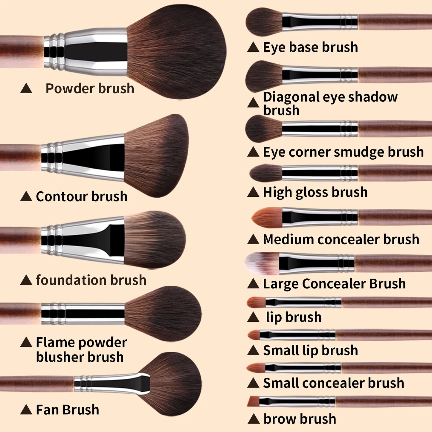 15PCS Makeup Brushes Set Premium Synthetic Kabuki Foundation Concealers Powder Blush Blending Face Eye Shadows Brush Set