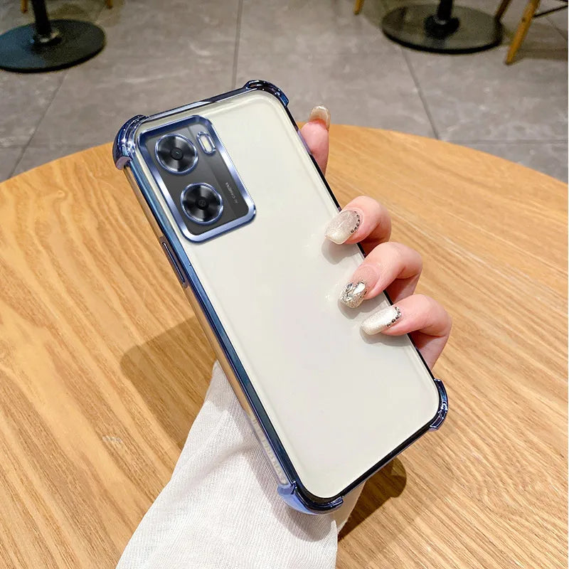 For OPPO A57 Case OPPO A77 Phone Case OPPO A56S A77S A57E A57s A57 4G A54S A16 A55 Four Corners Plating Silicone Soft back cover