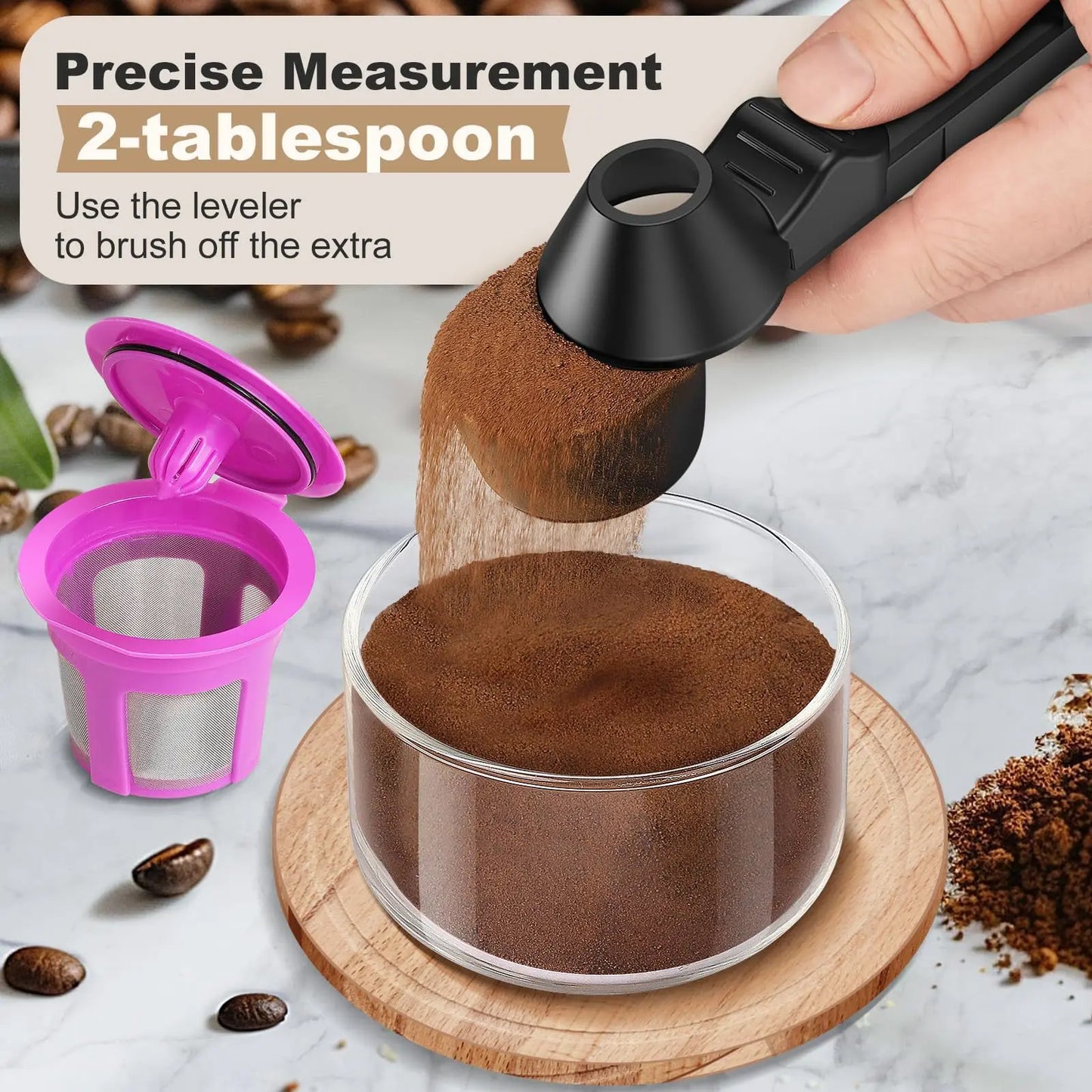 Creative Sliding Leakproof Coffee Scoop , Tablespoon Measuring Spoon Long Handle Coffee Spoon for Kitchen Cafe Making