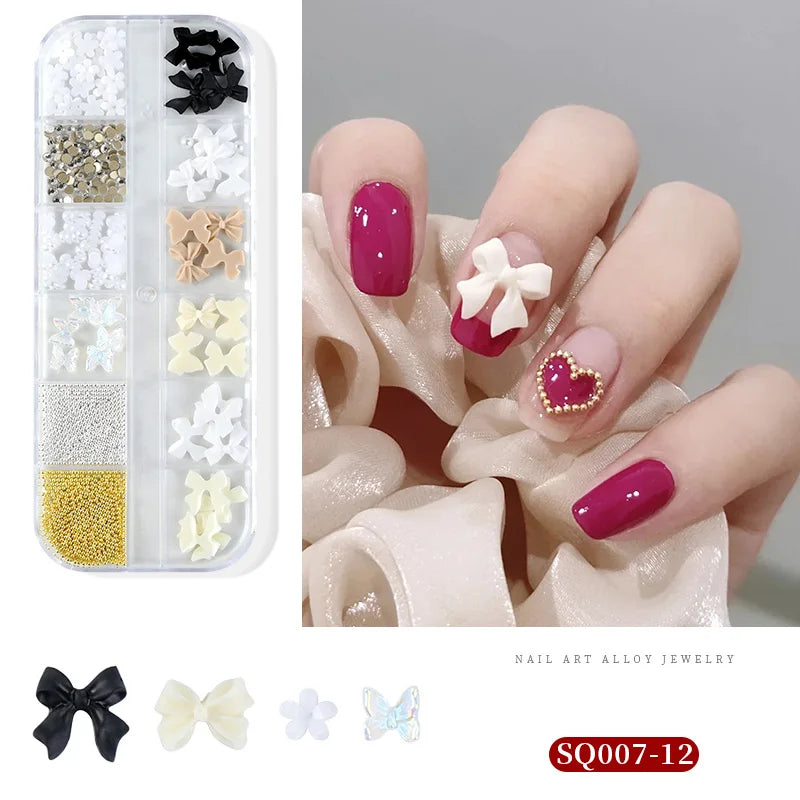 3D Nail Art Rhinestones Nail Decorations Gems Crystal Pearl Butterfly Half Beads Nail Art DIY Decoration Wholesale Mix Size
