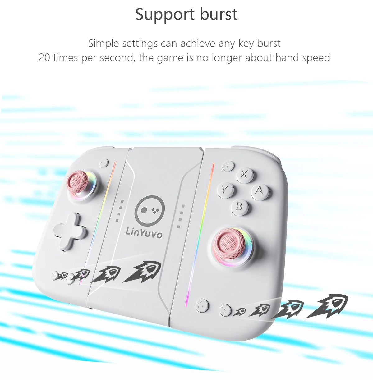 LinYuvo Wireless Switch Controller KS52 for Nintendo NS/OLED,Wireless Joypad Controller with Adjustable Vibration&Large Battery