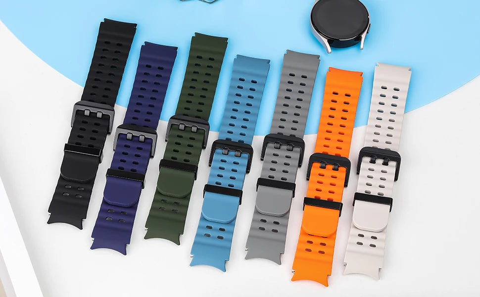 No Gaps Silicone Strap for Samsung Galaxy Watch 7 6 5 4 FE 40mm 44mm/4 6 Classic/5 Pro Sport Bracelet Galaxy Watch 7 Band 44 mm