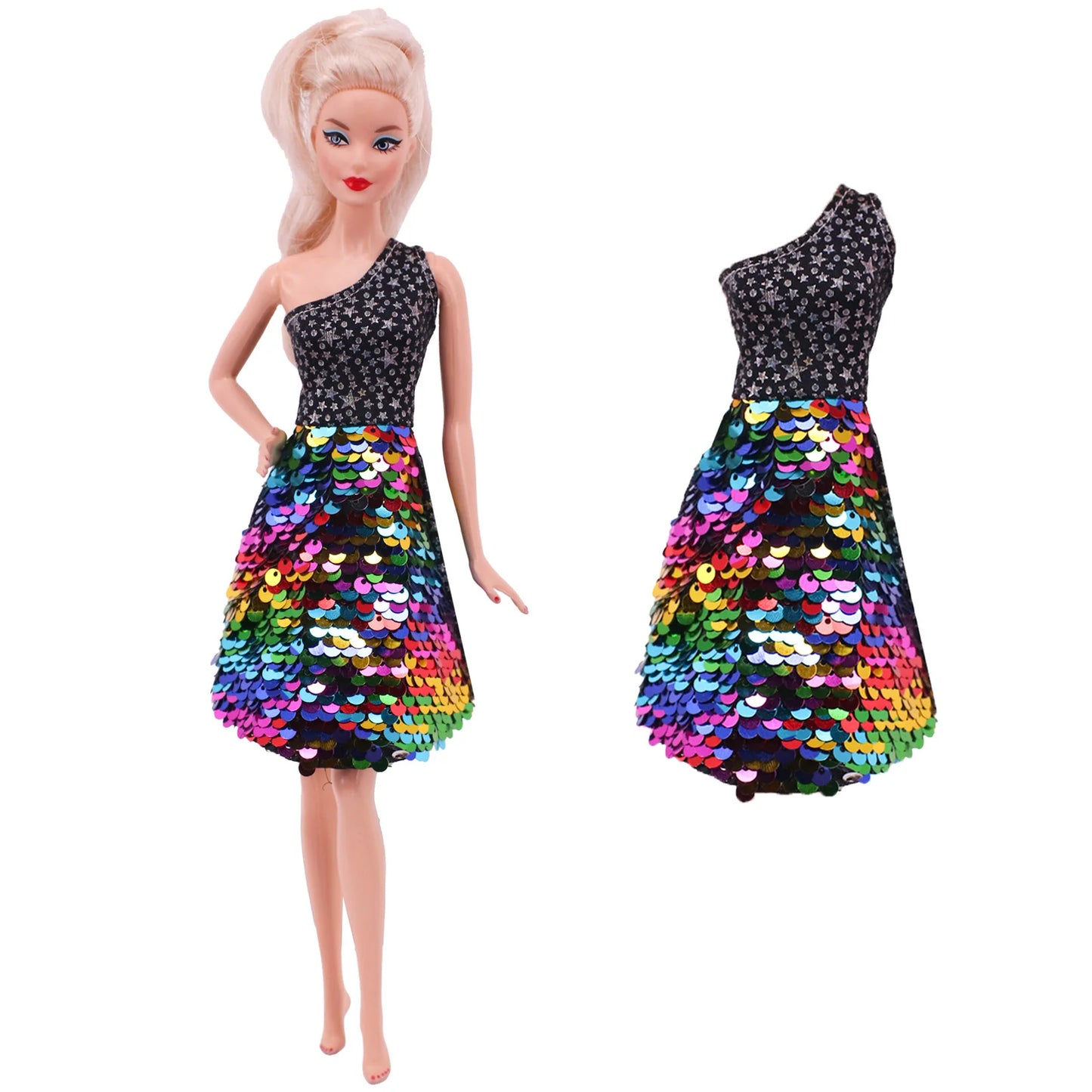 Flash Skirt Doll Dress For Barbie Clothes Accesories BJD Blyth 1/6 Dollhouse Miniature Items Toys For Girls