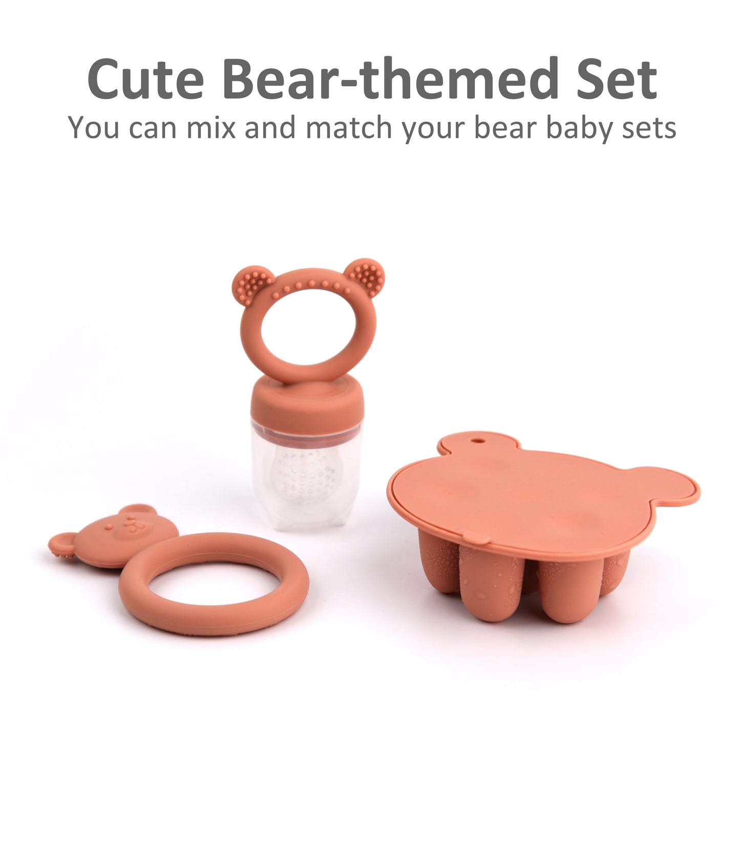 Latest Animal Design Bear Set Fruit Feeder Breast Milk Freezer Tray Food Soup Silicone Freezer Tray Silicone Popsicle Mold