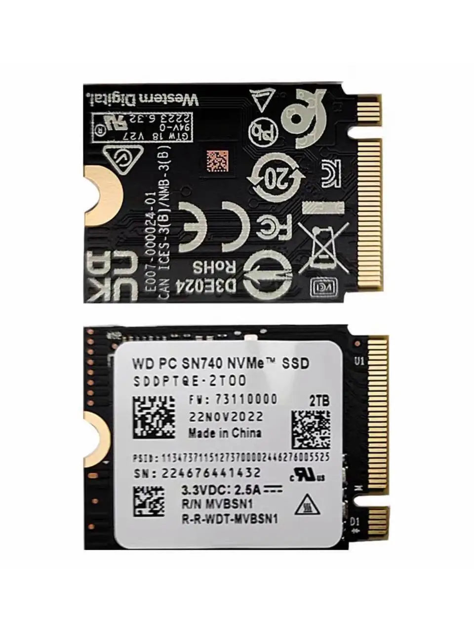 Western Digital WD SN740 SN5000S M.2 2230 SSD 2TB 1TB 256GB NVMe PCIe Gen4 x4 For Microsoft Surface Pro X Laptop 3 Steam Deck